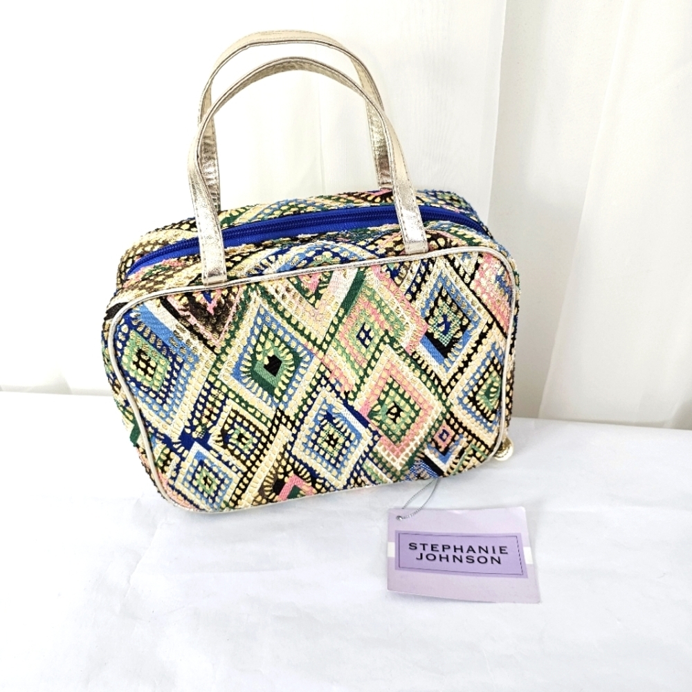 Stephanie Johnson Cosmetic Case Multicolor Geometric Travel Bag